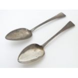 A pair of Geo III silver Old English pattern tablespoons hallmarked London 1814 maker IL probably