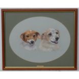 Jay Jaselton 1998, Pastel , an oval , Canine School, A brace of terrier dogs, Signed and dated ' 19.