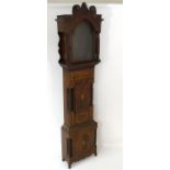 Victorian longcase case: A 19thC Gothic mahogany longcase with rosewood cross banding,