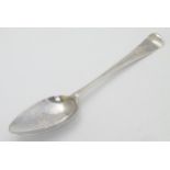 A Geo II silver dessert spoon hallmarked London 1743 maker WH 7 3/4" long (40g)