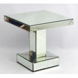 Early Vintage Retro : an Art Deco bevelled mirrored pedestal occasional table ,