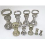Chess weights :A collection of 9 various chrome plated weights.