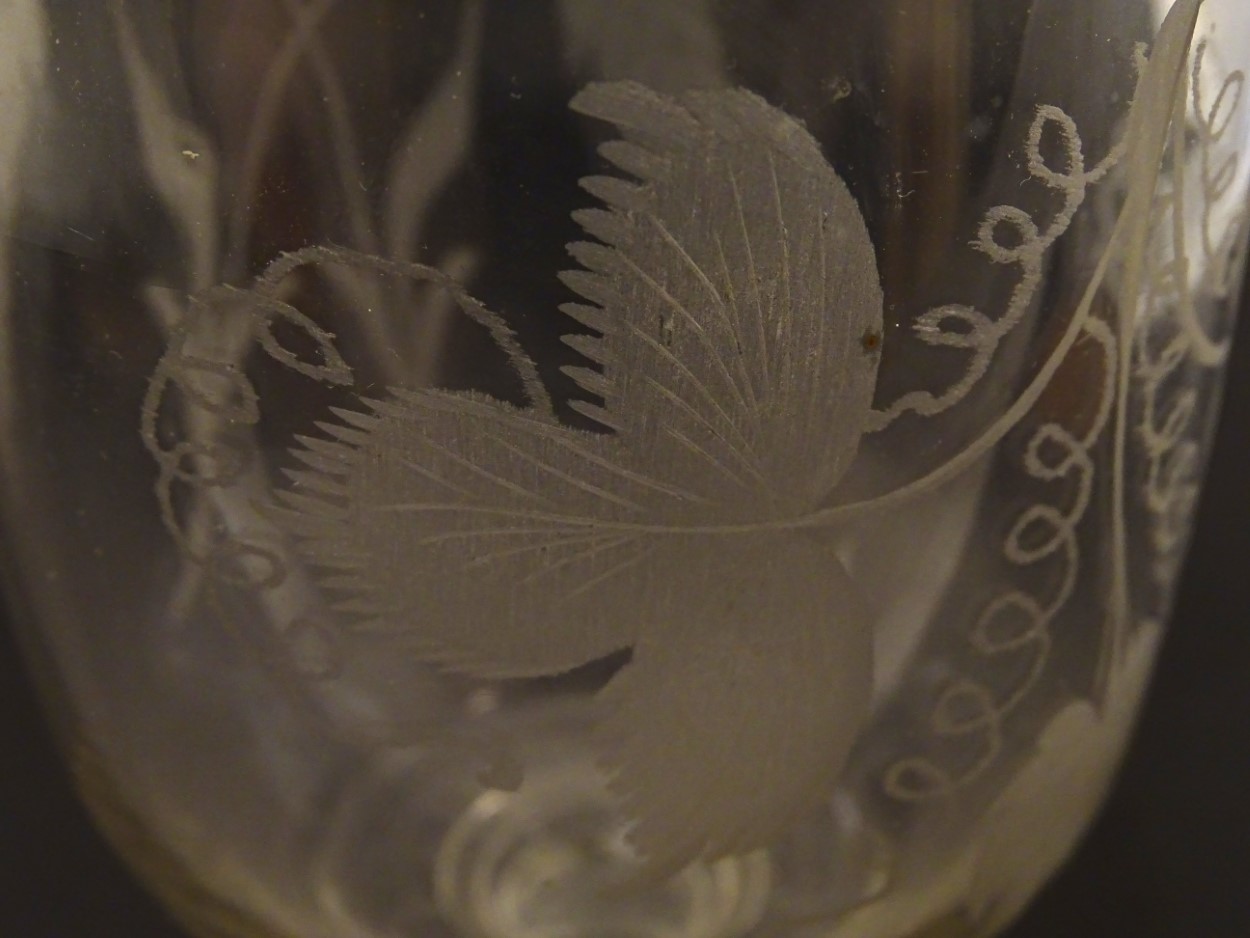 Georgian Rummer: A pedestal glass with wheel cut decoration of an a Vine and two ears of Barley, - Image 7 of 7