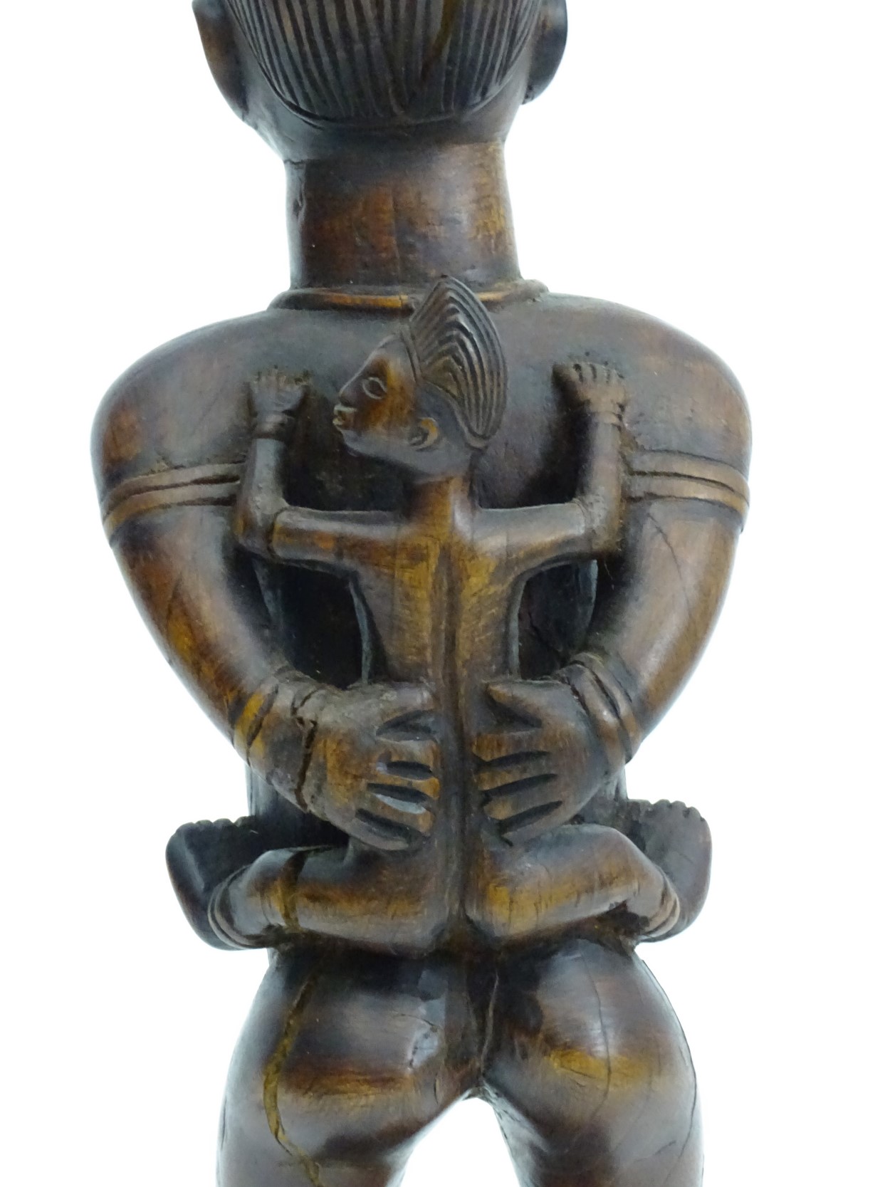 Tribal : An Ethnographic Native Tribal Kongo maternity figure. Approx. 18 1/2" high. - Image 10 of 11