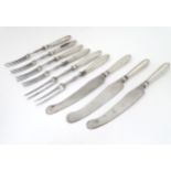 Geo III silver handled knives and forks Sheffield c.