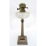 Silverplate oil lamp : a Doric column silverplate and glass twin Duplex burner oil lamp ,