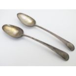 A pair of Geo III silver table spoons hallmarked 1789 maker Charles Hougham approx 8 3/4" long