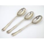 3 silver teaspoons hallmarked London 1931 maker Wilson & Sharp of Princes Street Edinburgh .