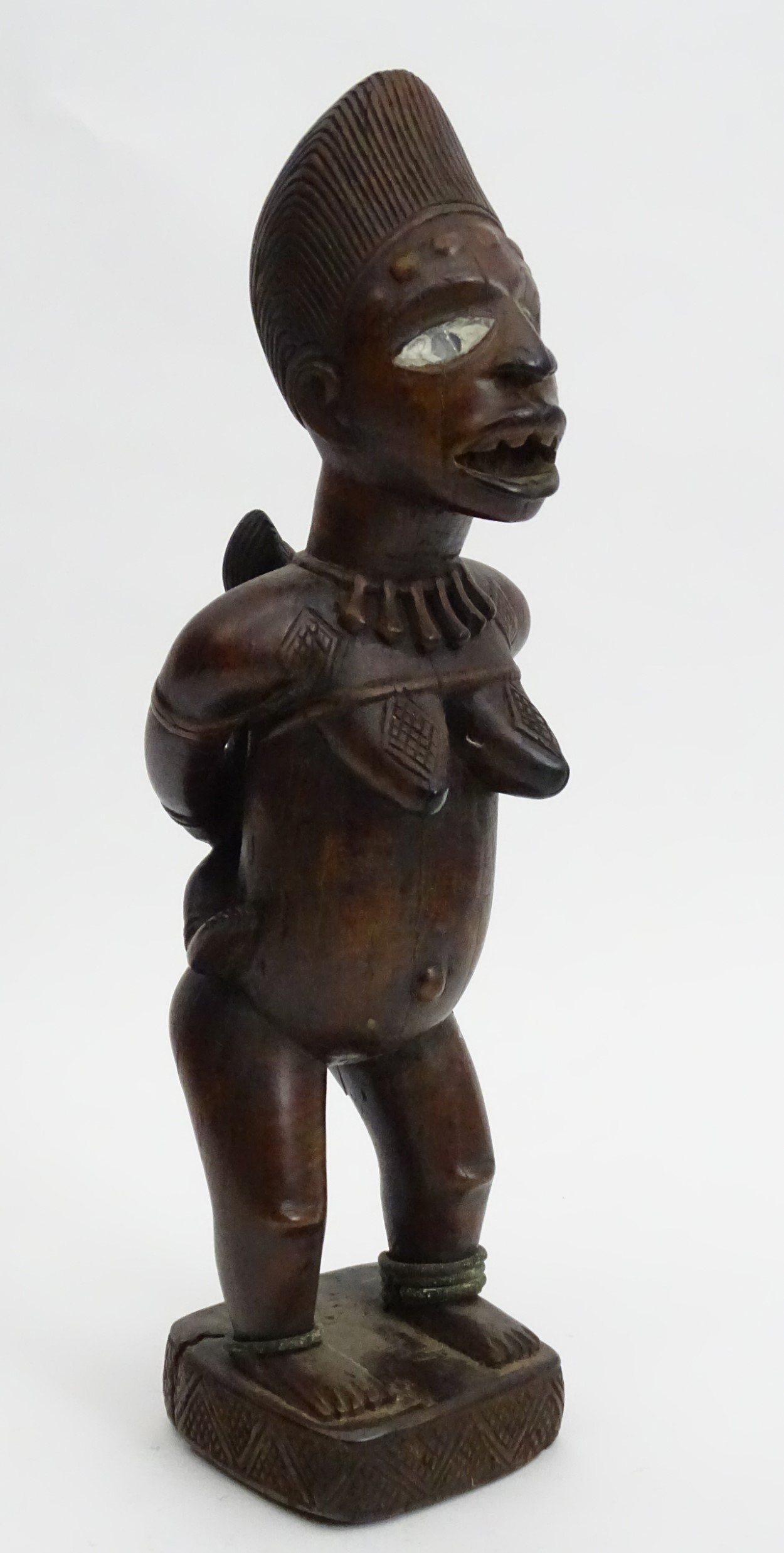 Tribal : An Ethnographic Native Tribal Kongo maternity figure. Approx. 18 1/2" high. - Image 3 of 11