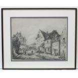 Pollett , early - mid XIX French School, Pencil with Gouache highlights, 'Dieppe' street scene,