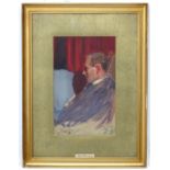 Olive Wilfe 1913, Watercolour, Portrait of a gentleman , Edgar Perry,