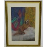 F. Winterborne, early - mid XX, Pastel, A reclining dark skin nude, Signed lower right.