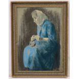 Jacob Kramer (1892-1962), British / Ukrainian, Pastel, Portrait of a seated woman knitting,