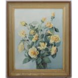 Maud Waddell (XX), Canadian, Watercolour, Still life of yellow roses,