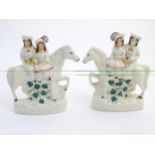 A pair of Victorian Staffordshire pottery flatback figures,