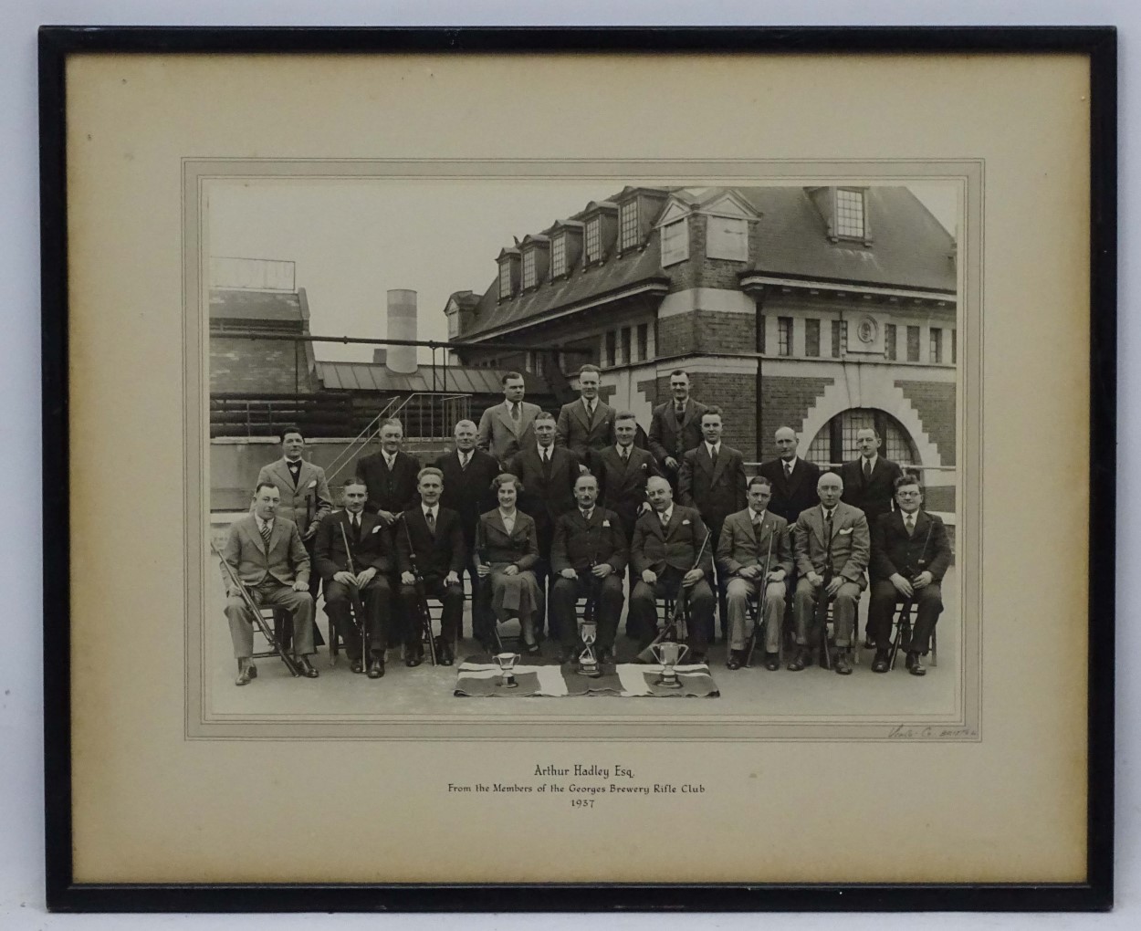 Shooting : A monochrome photograph depicting members of the Georges Brewery Rifle Club , - Image 3 of 5