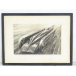 Motor Cars : Sepia Photograph of a circa 1928 land speed record attempt car design measuring 7 x