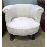 A circa 1900 upholstered tub shaped nursing chair CONDITION: Please Note - we do