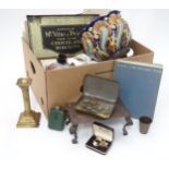 A box of miscellaneous to include ceramics, lighting, silver plated items, metalware, books etc.