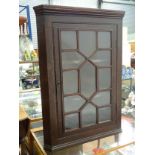 A Georgian oak glazed corner cabinet with 2 shelves CONDITION: Please Note - we do