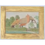 GA Newman XX, Watercolour , Thatched Bucks cottage, Signed lower right, 7 3/4 x 11 1/4".