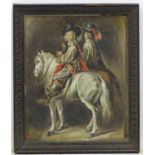 Late Medieval School, Watercolour, Two cavaliers on horseback.