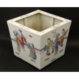 A Chinese famille rose jardiniere of square form ,