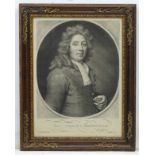 L Smith after Sir Godfrey Kneller 1697 Mezzotint Portrait oval ' Tho : Tompion Automatopoeus '