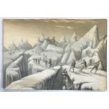 George Baxter, Rare lithograph / print, Mountaineering,