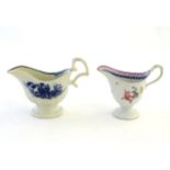 An 18thC possibly Liverpool high Chelsea (Seth Pennington style) cream/milk jug/sauce boat,