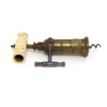 Corkscrew: a King's Pattern corkscrew with steel rack and pinion, brass body,