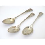 A set of 3 Old English pattern silver dessert spoons hallmarked London 1805 maker Peter & William