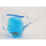 Scandinavian Art glass : A Retro Studio glass model of a fish by Mantorp Sweden.