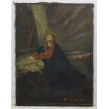 V. Verleyen, XIX, Oil on canvas, Penitent figure, Signed lower right.