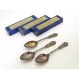 3 x silver 'society of miniature rifle clubs' presentation teaspoons,