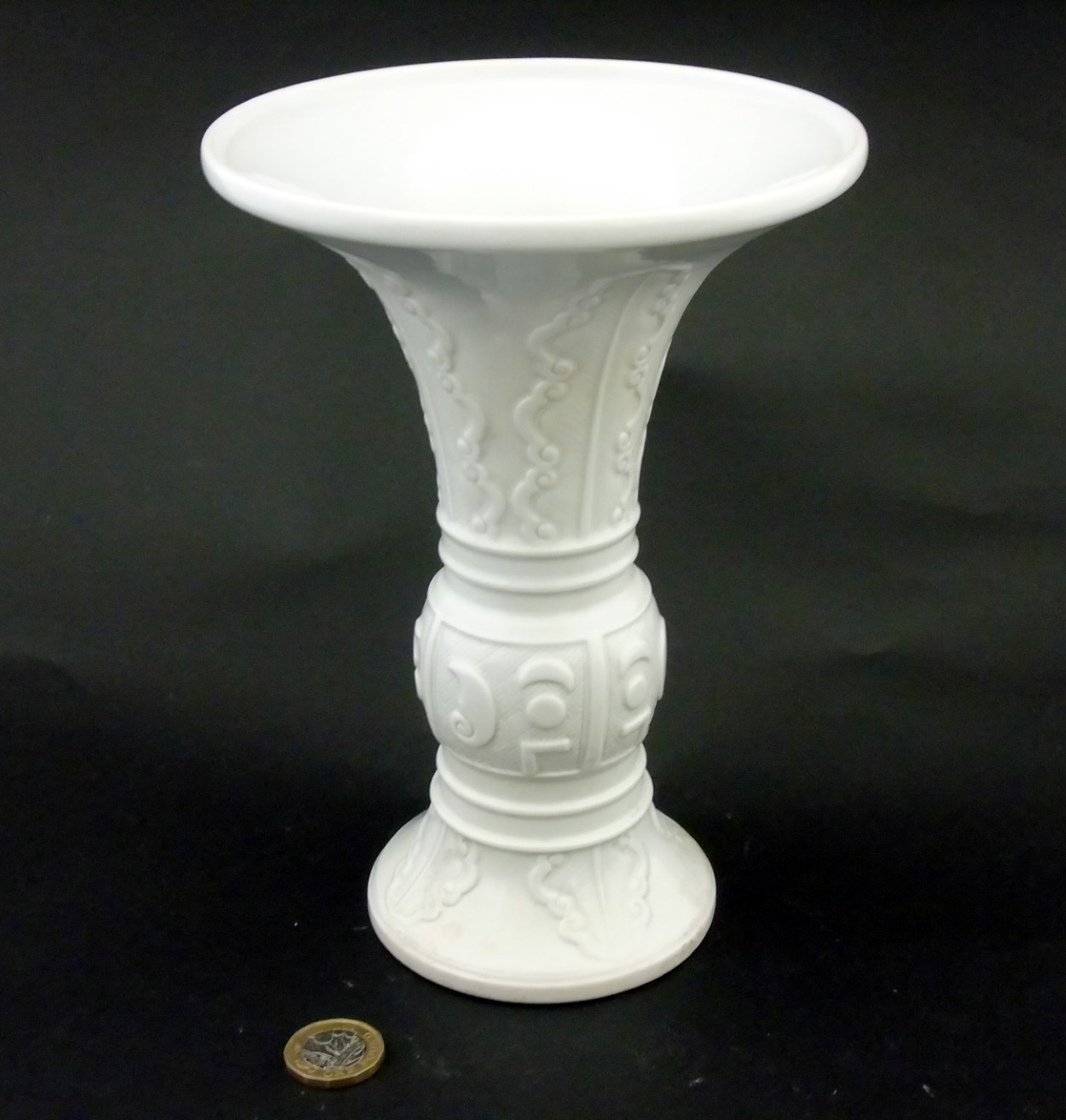 A Chinese white glazed Gu vase of archaic bronze design, - Image 8 of 8