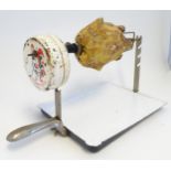 Advertising : A 1950s mechanical shop display clock work rotisserie with paper-mache chicken and