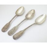 A set of three fiddle pattern table spoons hallmarked London 1822 maker HH 9" long (260g)