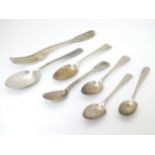 Assorted silver spoons to include examples hallmarked London 1839 maker William Theobalds & Robert