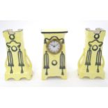 Art Deco Ceramic Clock set : a Juliana Timepiece with matching ceramic Garnitures ,