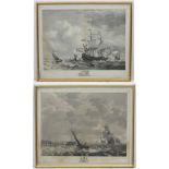 XVIII Maritime engravings Cariot after Van De Velde & Back Hugien Marine School Monochrome