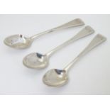 A set of 3 silver egg spoons hallmarked London 1861 maker by Geo Adams London 1861 maker GA.