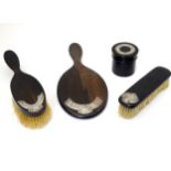 Wooden dressing table items comprising hand mirror,