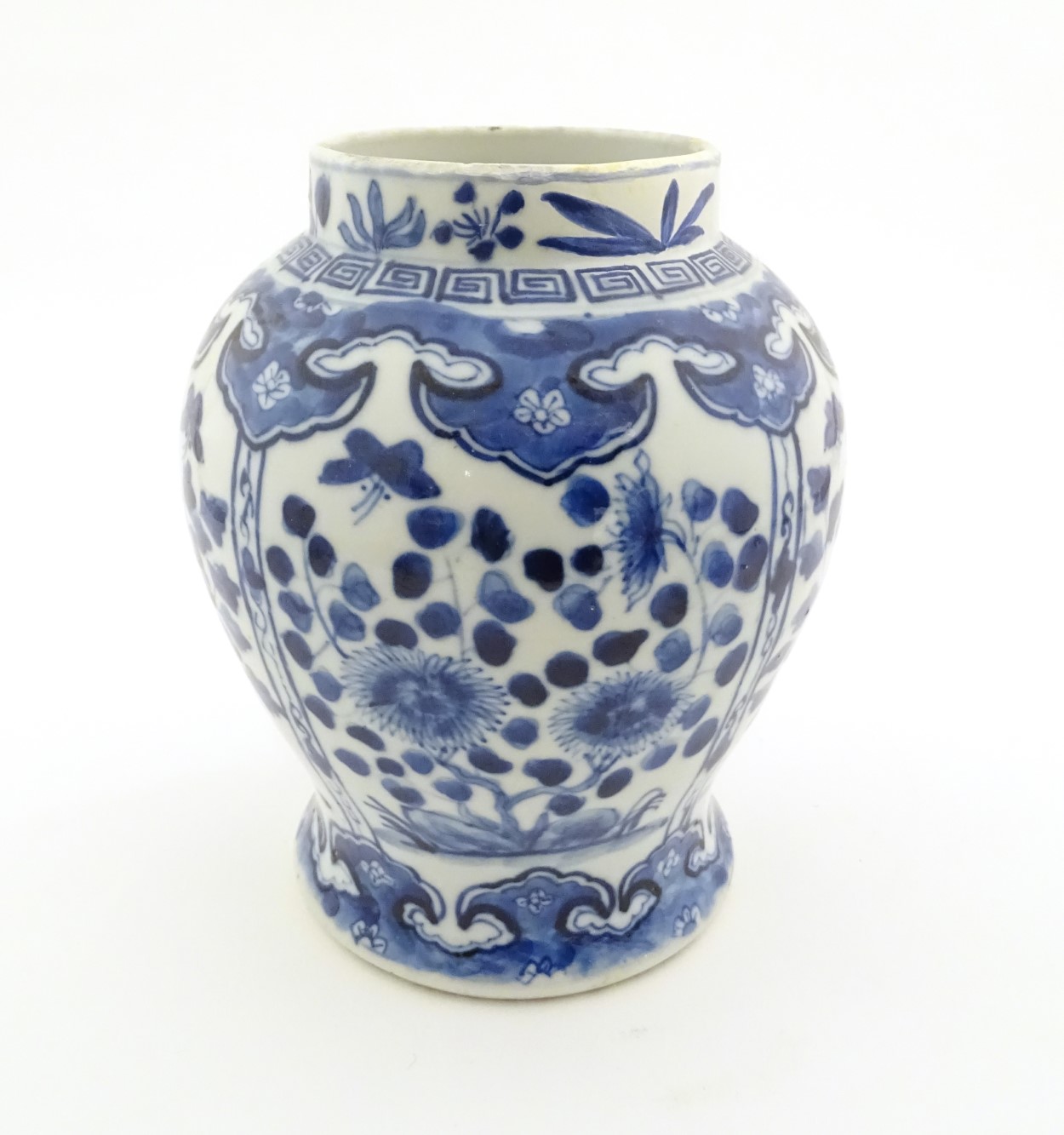 A Chinese blue and white ginger jar with panelled floral and butterfly decoration, - Image 2 of 10