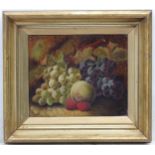 T Hughes, C.1900, Birmingham School, Oil on canvas, Still life with fruit, Signed lower right.