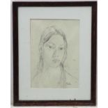 John, Pencil drawing, ' Gwen ' according to script verso ' Gwen John by her brother Augustus John',