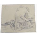 V. Cabianca, Pencil, Study of a Renaissance figure, possibly Christ, Signed V. Cabianca lower left.