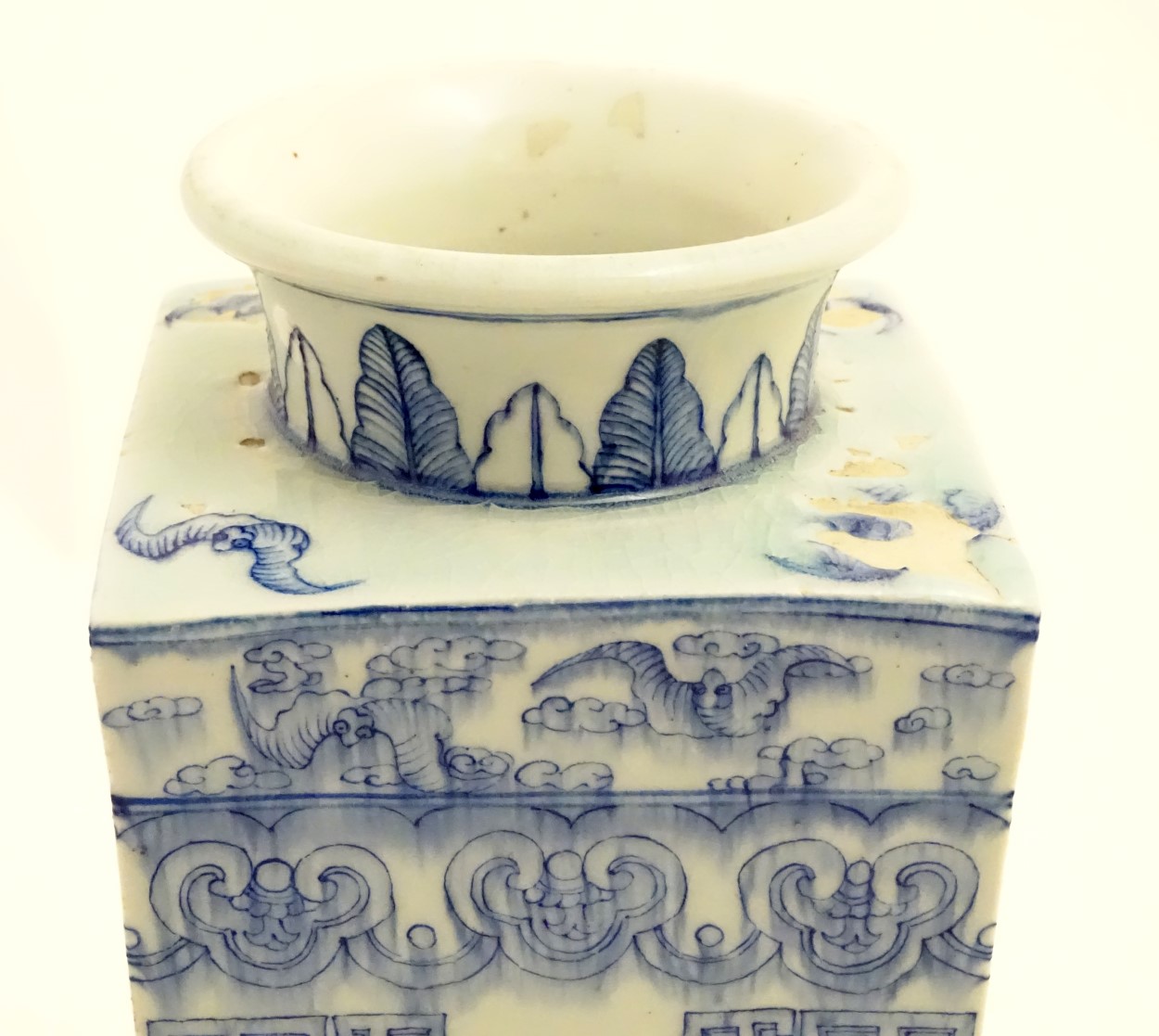 A Chinese blue and white Cong shaped vase, - Image 3 of 9