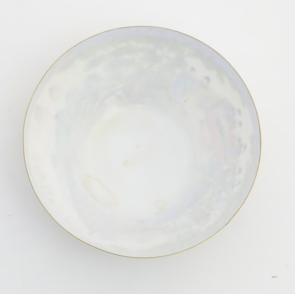 A Chinese eggshell bowl depicting Oriental figures watching a guqin performance in a landscape. - Image 3 of 7