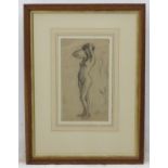 Albert Joseph Moore (1841 - 1896), Charcoal sketch, The bather with hair up,